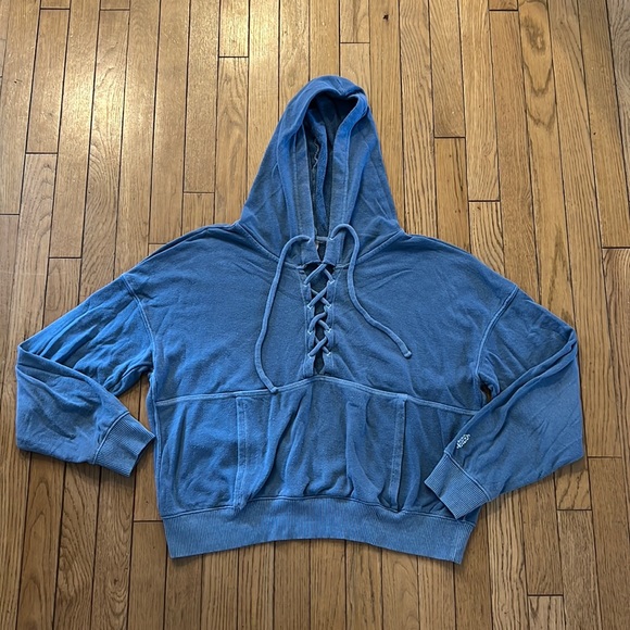 Free People Believe It blue lace up hoodie - Picture 6 of 14